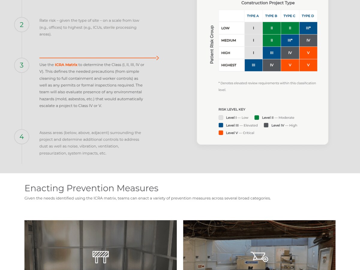 ICRA Training Center case study page on lechase.com, designed by Zandyr Meakin for LeChase Construction