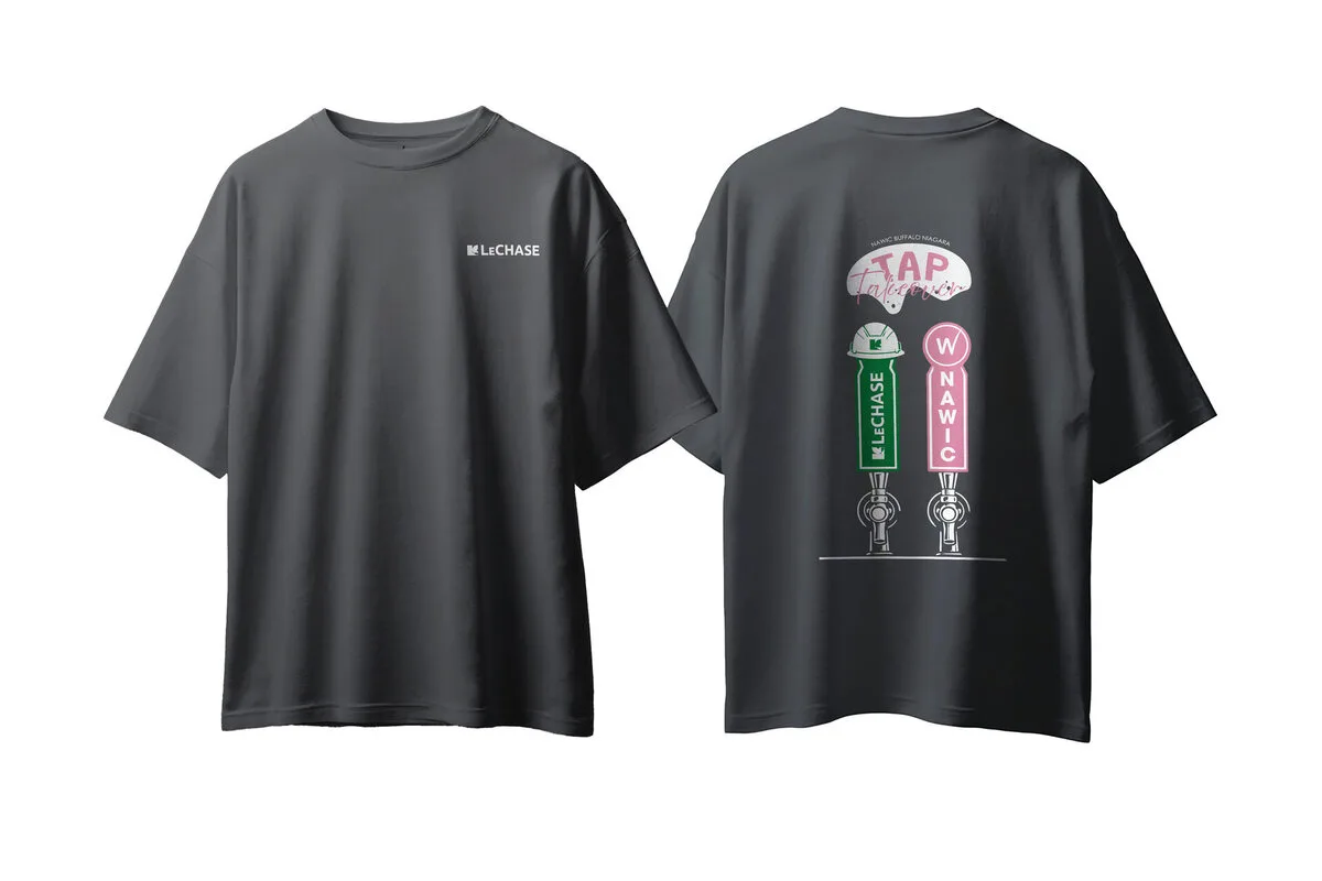 NAWIC bartending event shirt designed by Zandyr Meakin for LeChase Construction