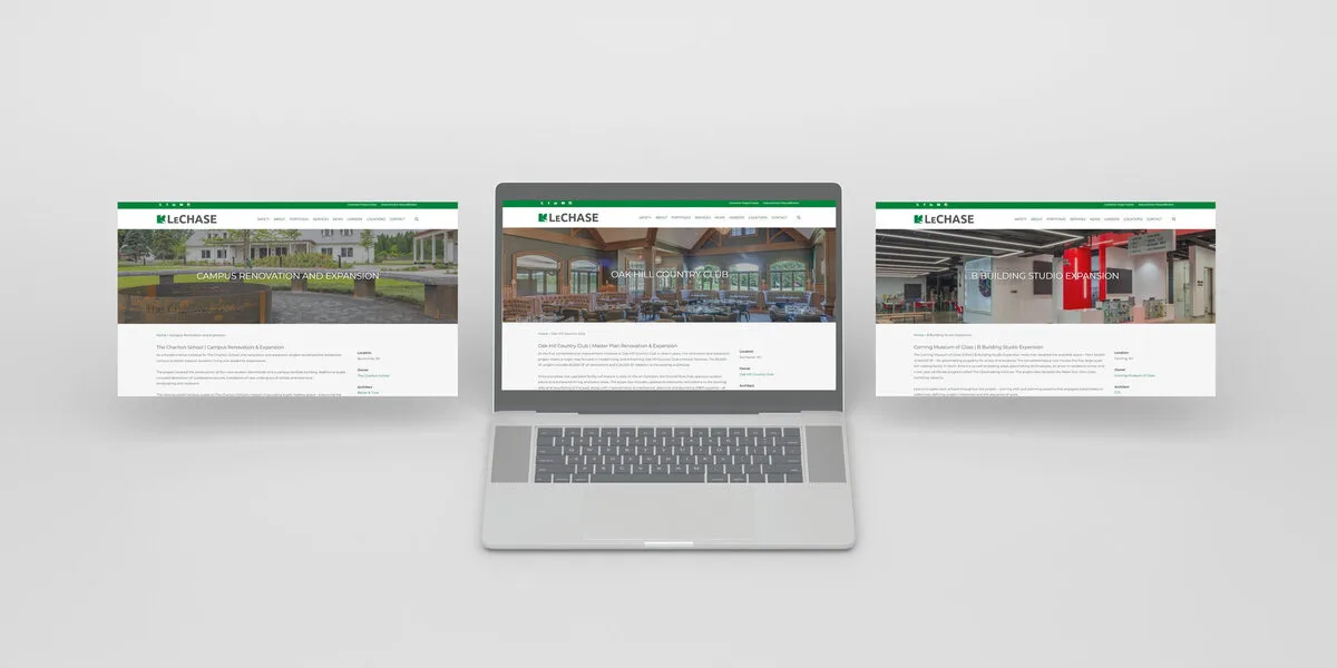 LeChase Construction website case studies designed by Zandyr Meakin