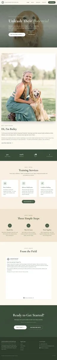 Unleashed Potential dog training website designed by Zandyr Meakin