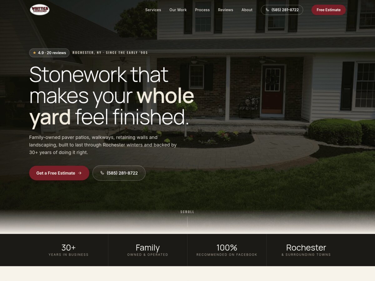 Whittier Landscape hardscaping website designed and built by Zandyr Meakin Graphics